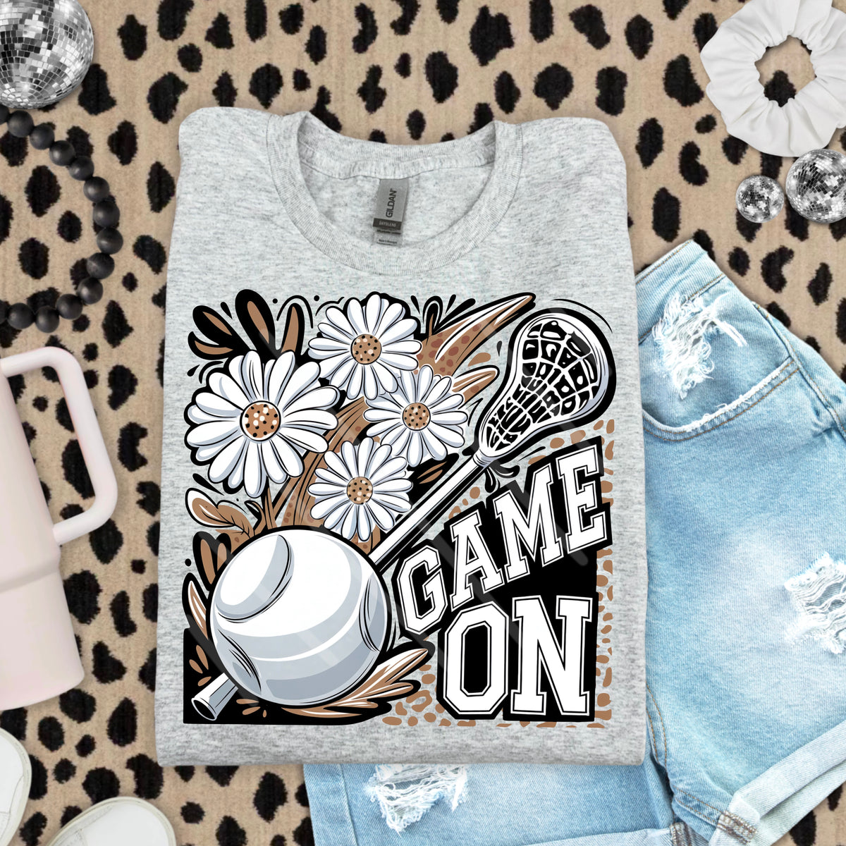 Game On Lacrosse with daisies 110921 DTF transfer