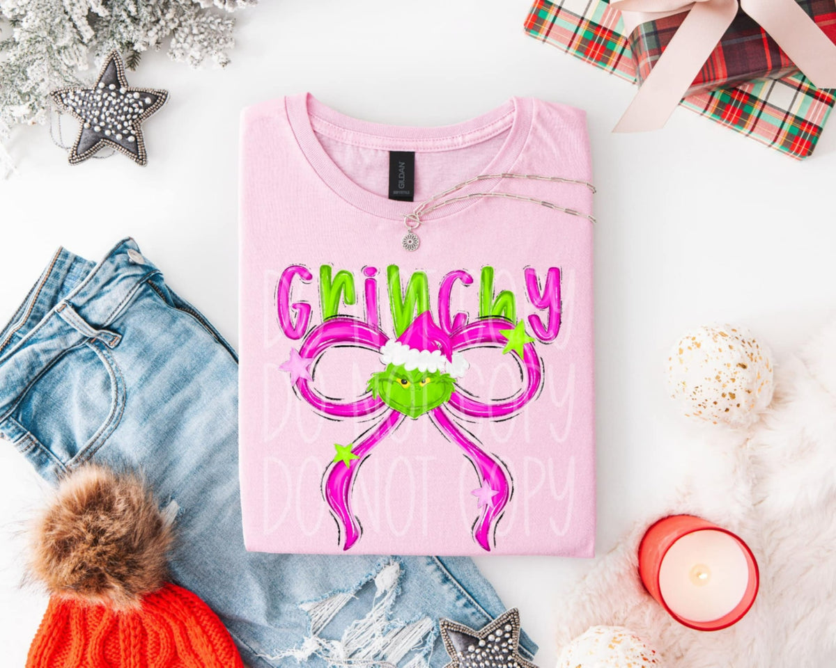 Green guy pink bow (PH) DTF transfer