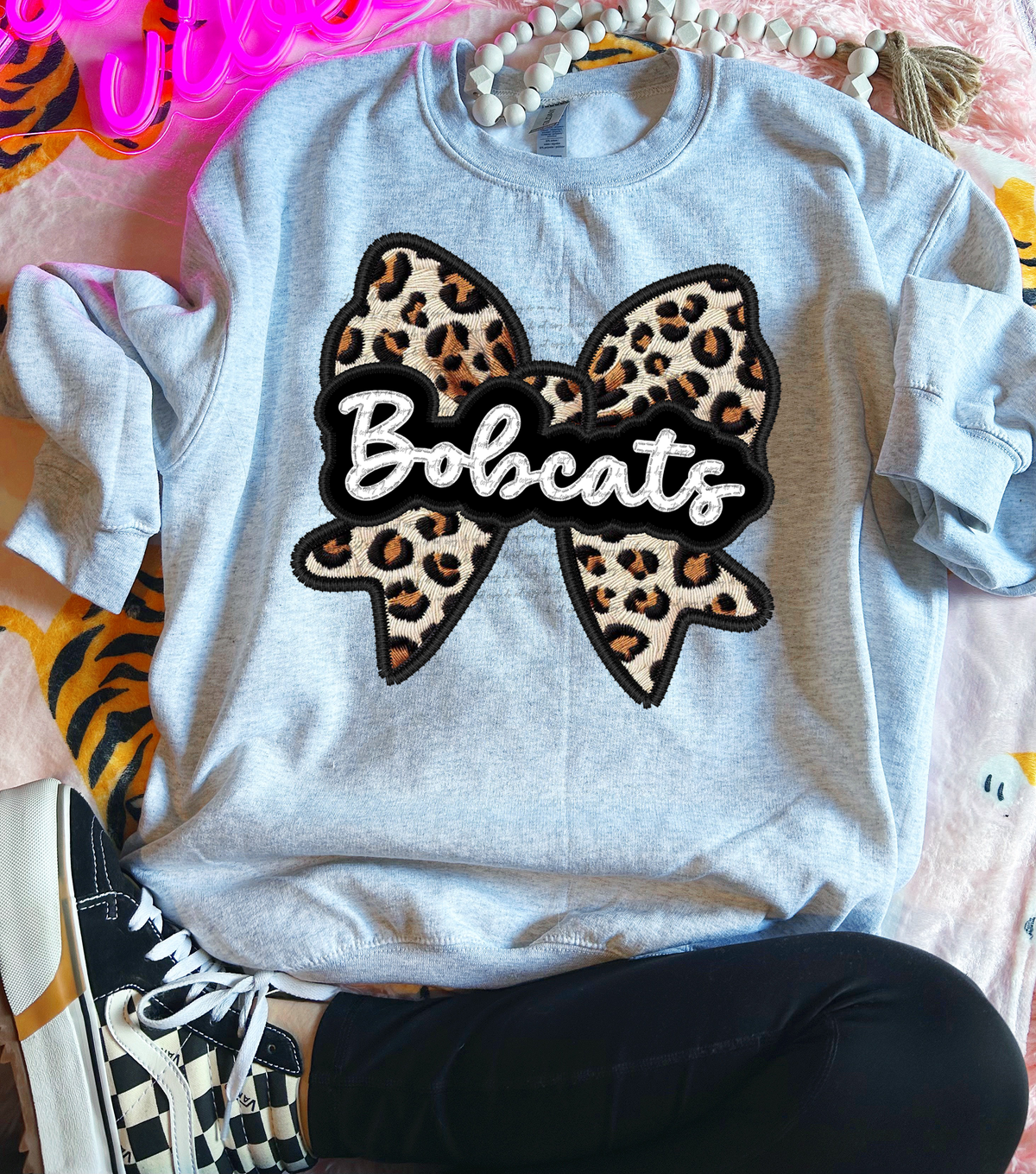 Bobcats Faux Embroidery Bow 30531 DTF transfer