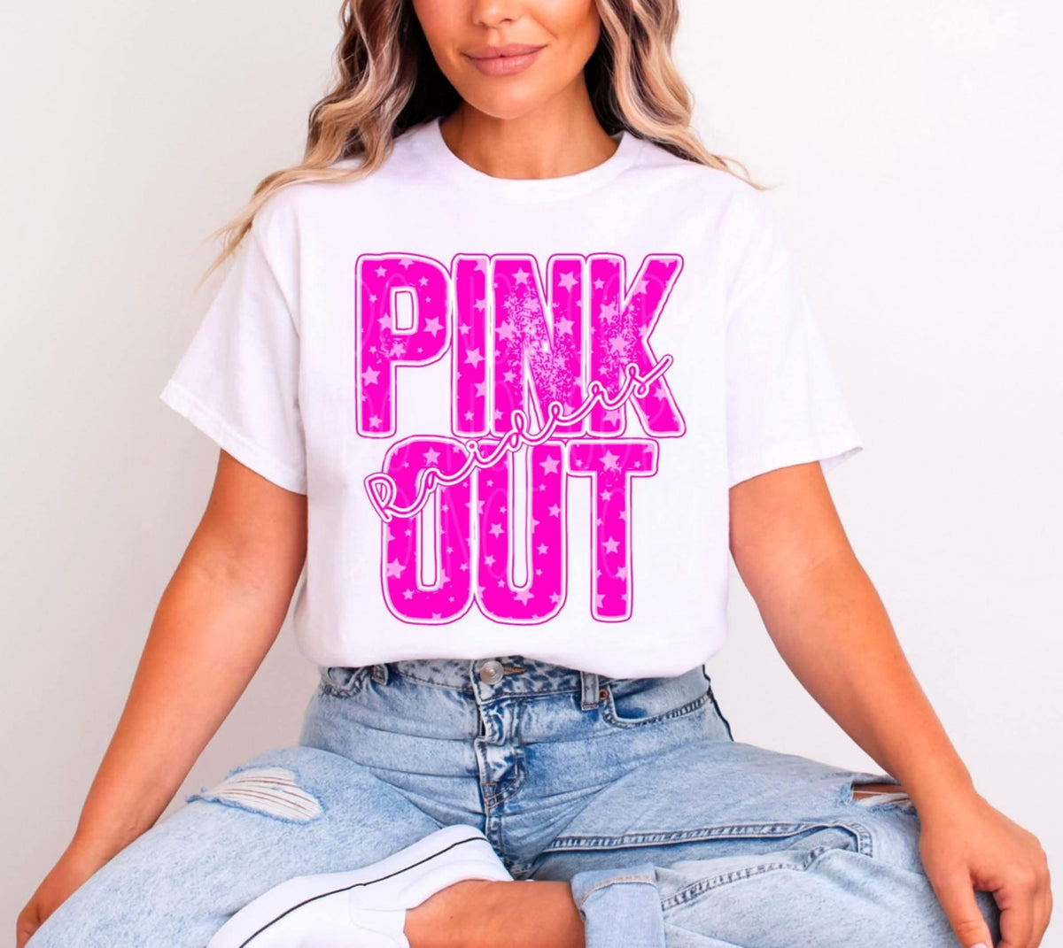 Raiders pink Out Mascot pink and stars (C’s) DTF transfer