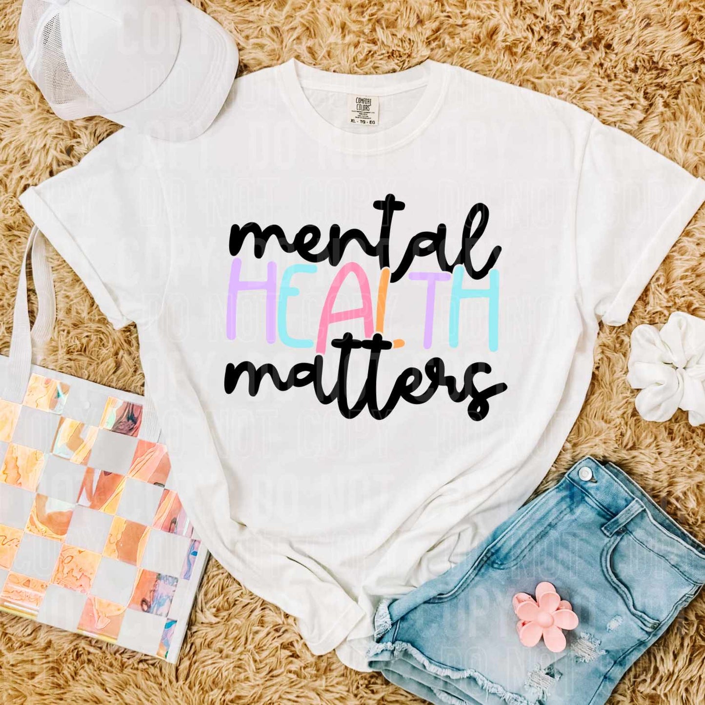 Mental health matters (rainbow and black font) DTF TRANSFER