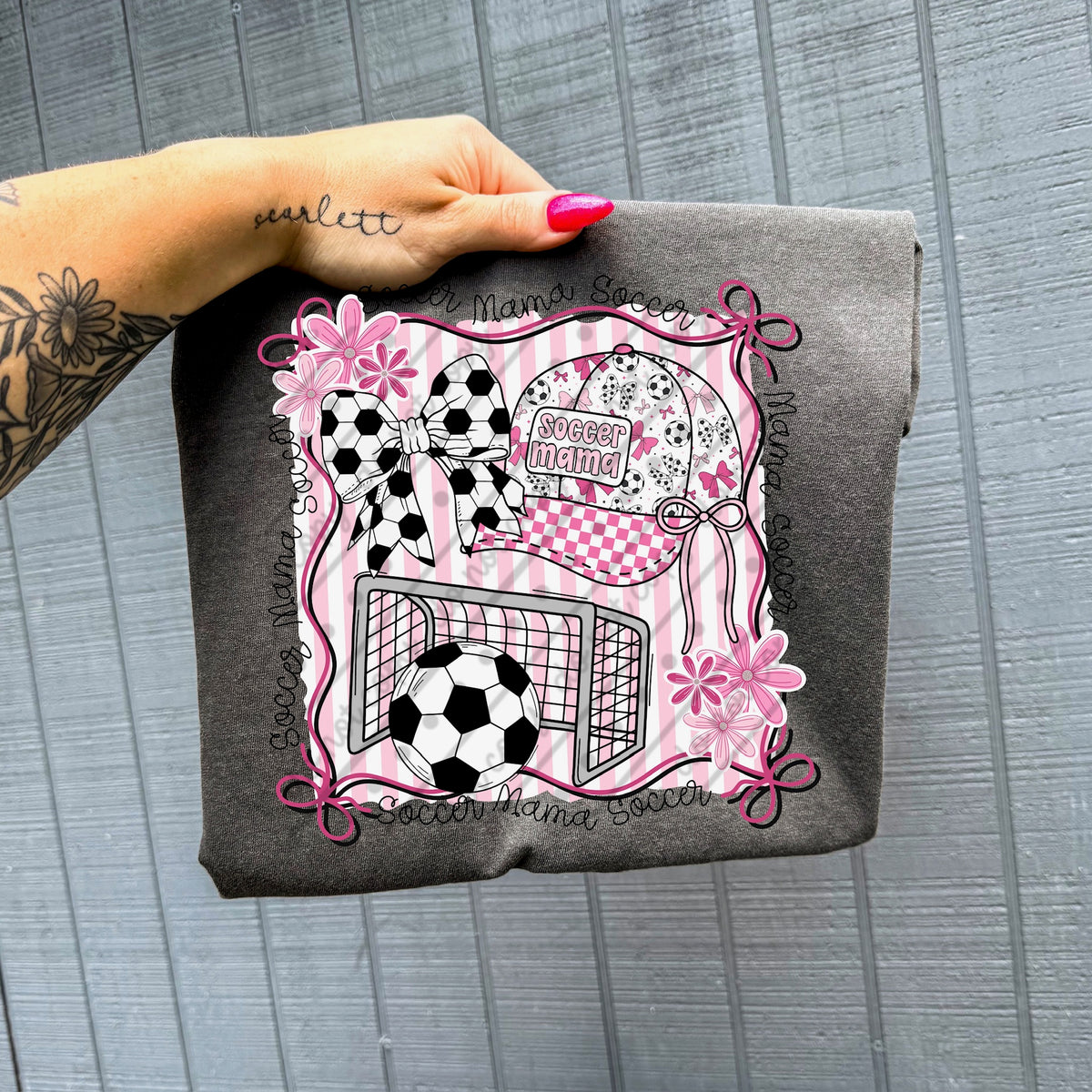 Soccer mama hat collage with words around (MZ) DTF Transfer