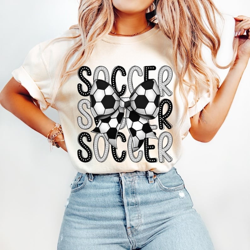 Game day stacked soccer bow 58246 DTF transfer