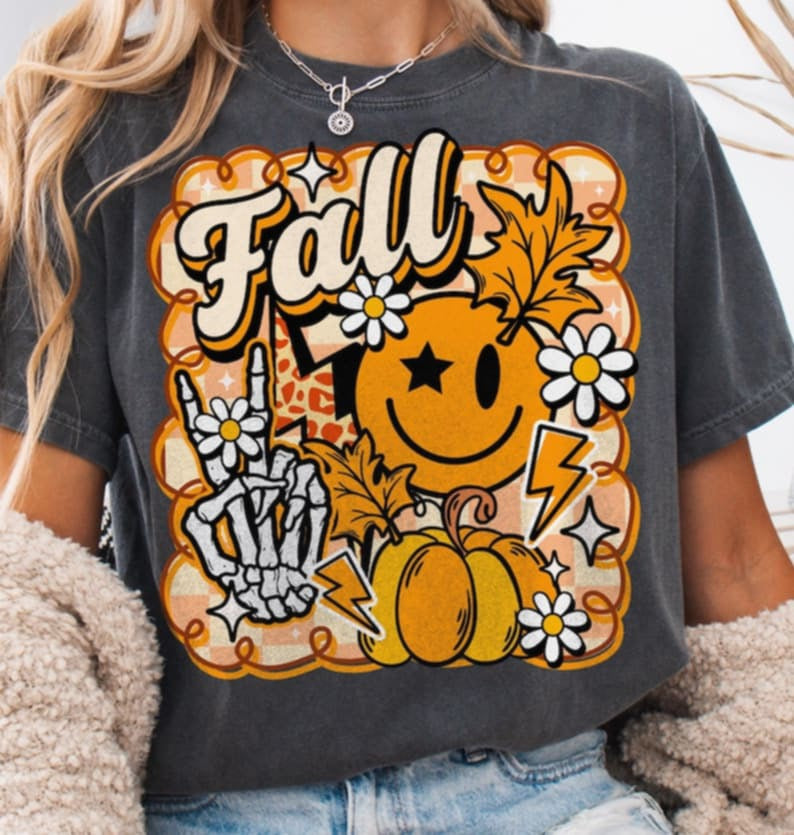 Fall Smiley Collage DTF transfers