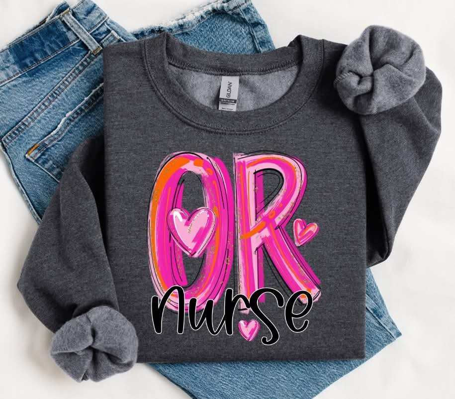 OR nurse pink brushstroke with black font (S&G) 79664 DTF transfer