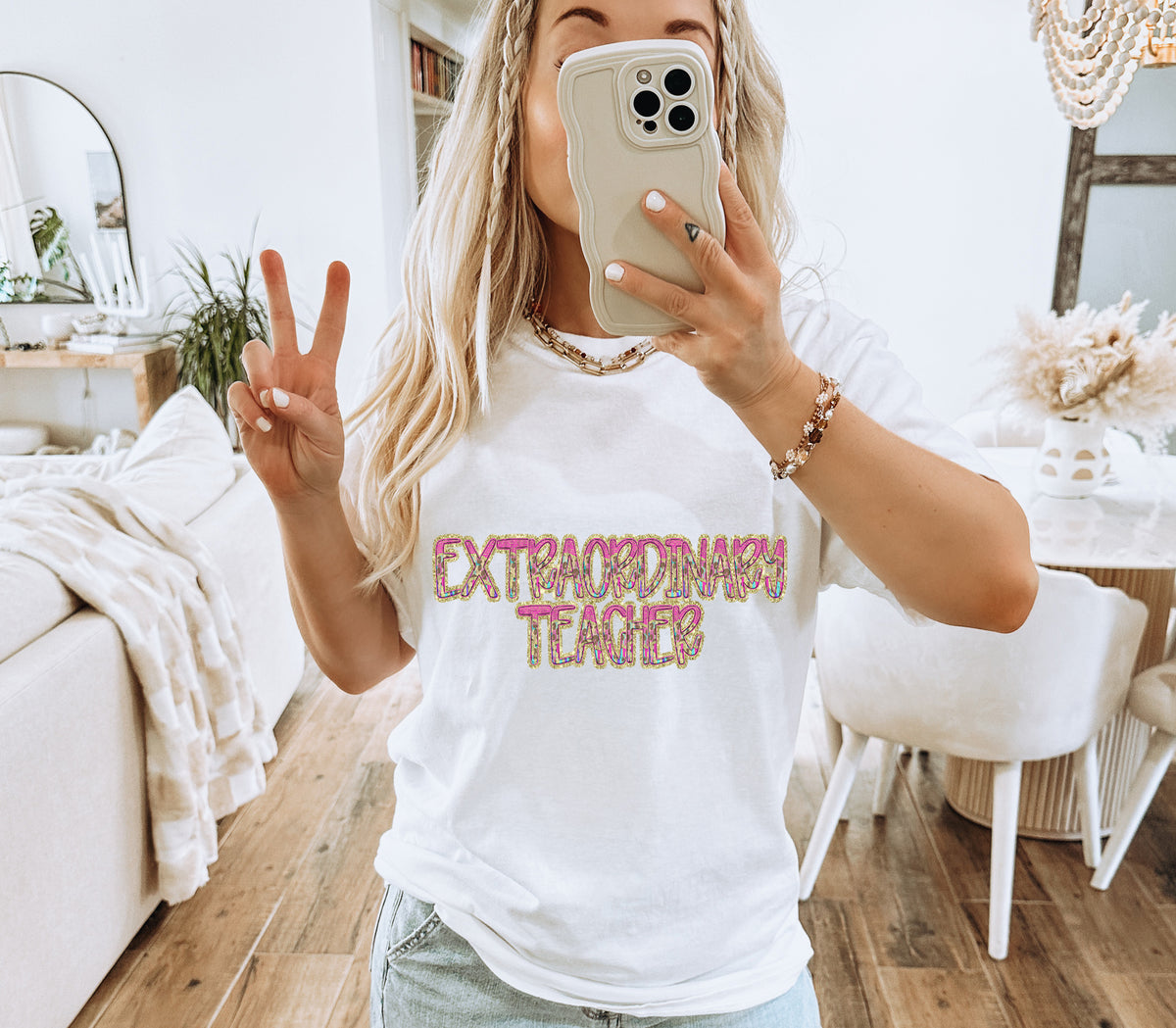 Pink and Leopard EXTRAORDINARY TEACHER (Caplinger) DTF transfer