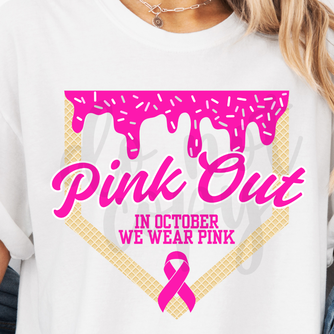 Pink Out Ice cream Drip (PARKER) DTF transfer