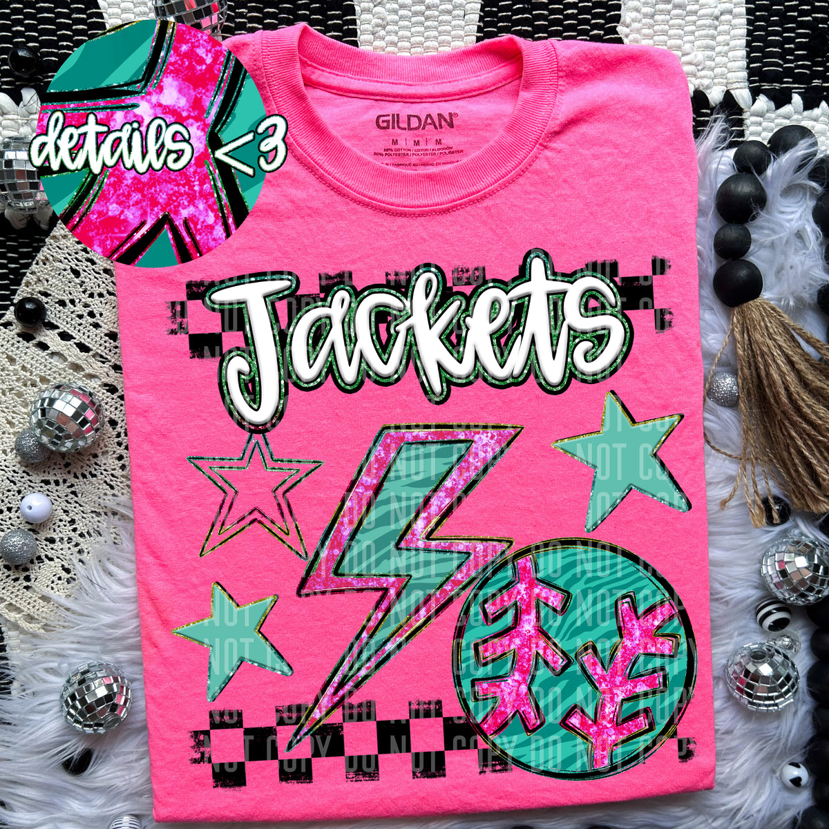 Jackets Teal and Pink Checkered (Caplinger) DTF transfer