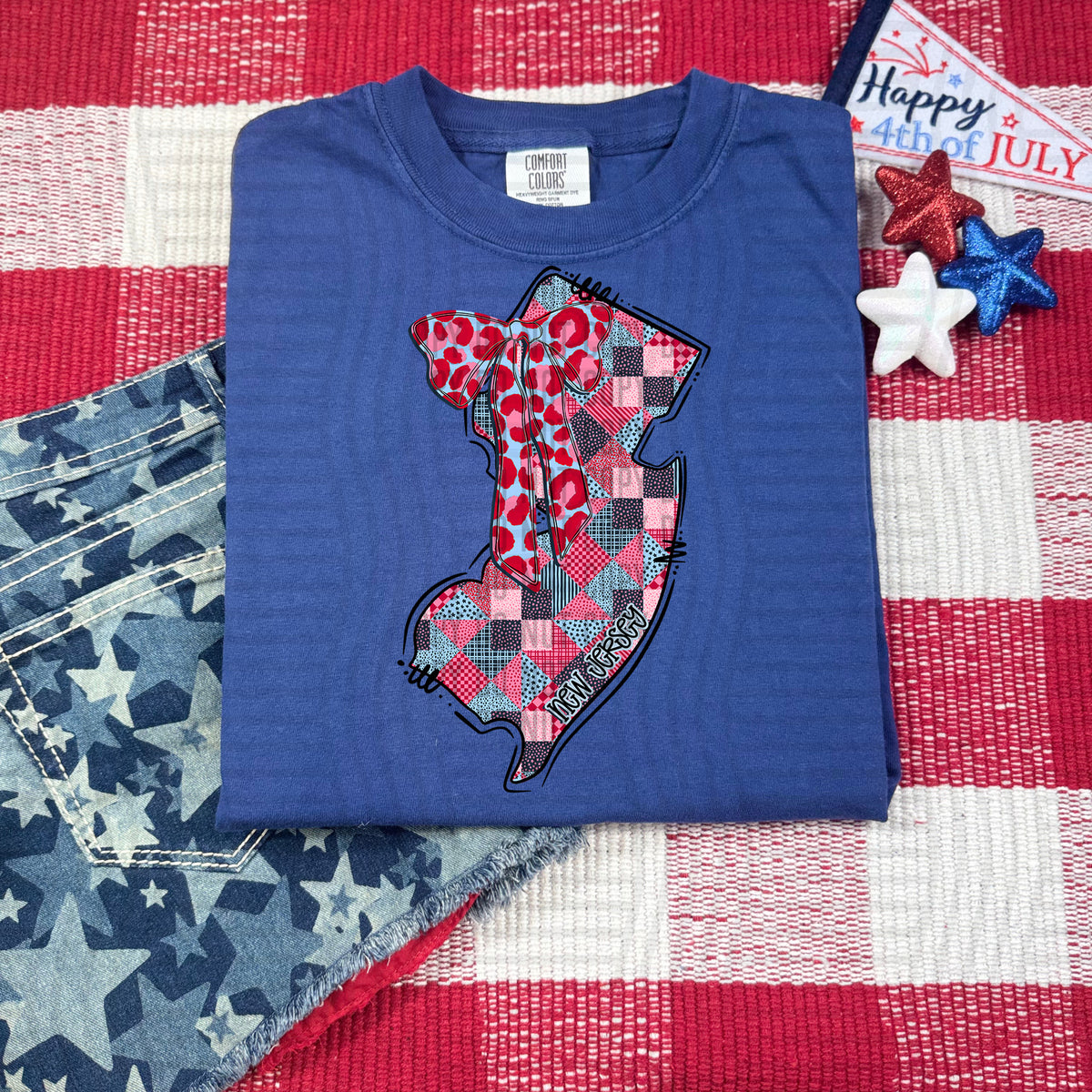 New Jersey RWB faux patchwork (Caplinger) dtf transfer