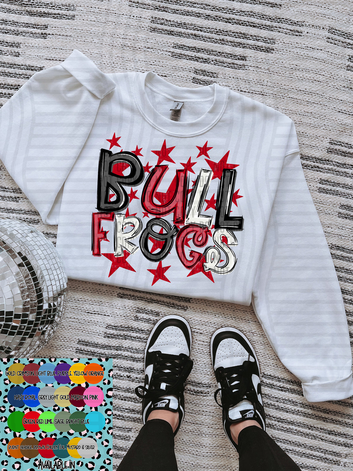 bullfrogs black white and red with red stars (Caplinger) DTF Transfer