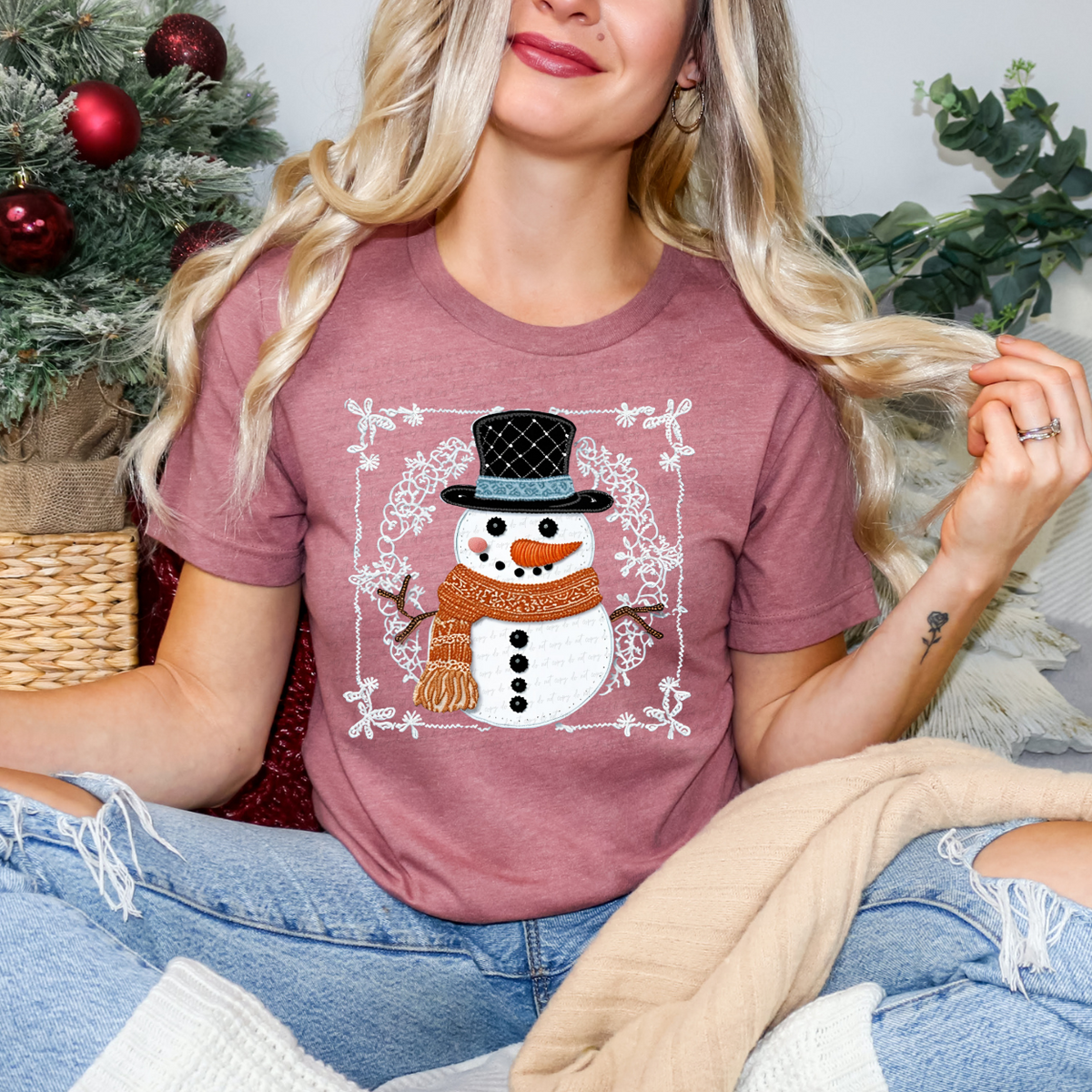 Snowman Embroidery 2025 DTF Transfer