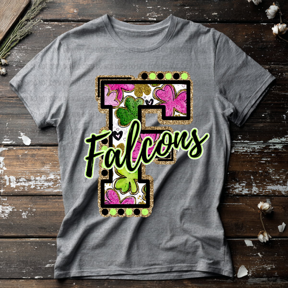 Falcons letter St. Patrick's Day PINK (Revel) DTF Transfer