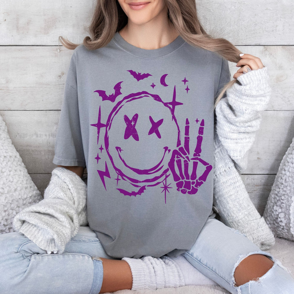 Smiley Distressed-38950-DTF transfer