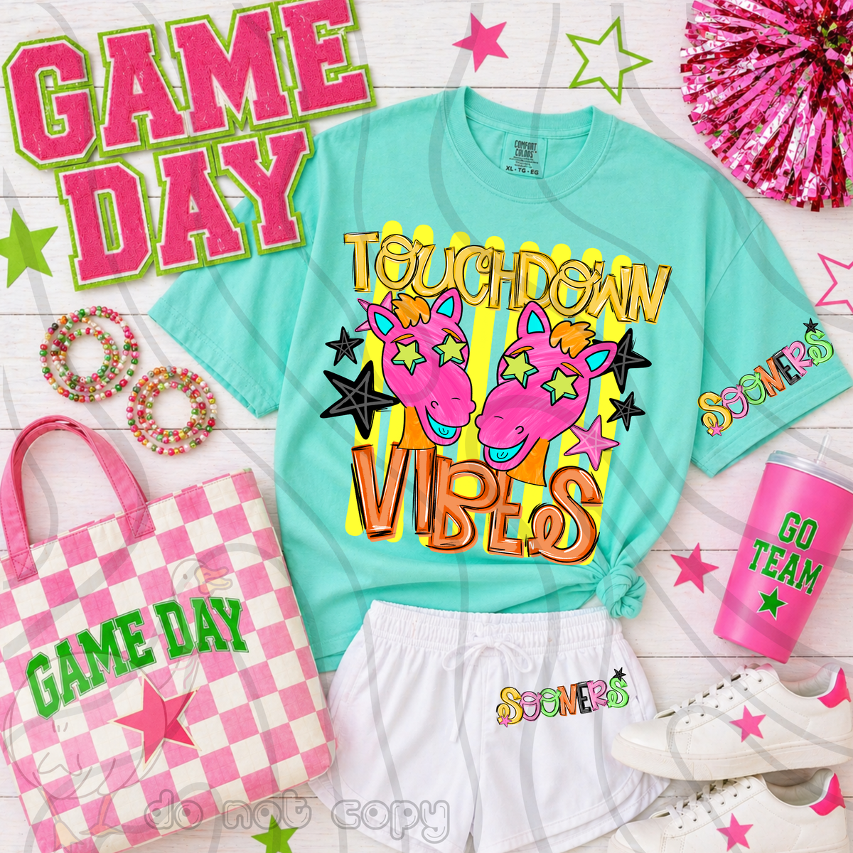 Sooners touchdown vibes NEON (SLEEVE ONLY) (DKD) DTF Transfer