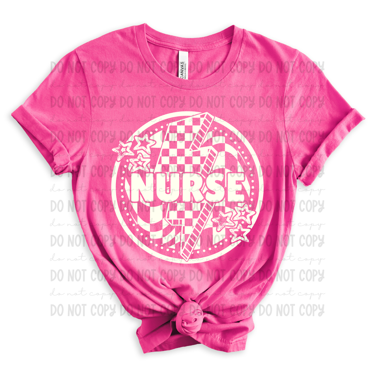 Nurse White Checkered Bolt (REVEL) DTF transfer