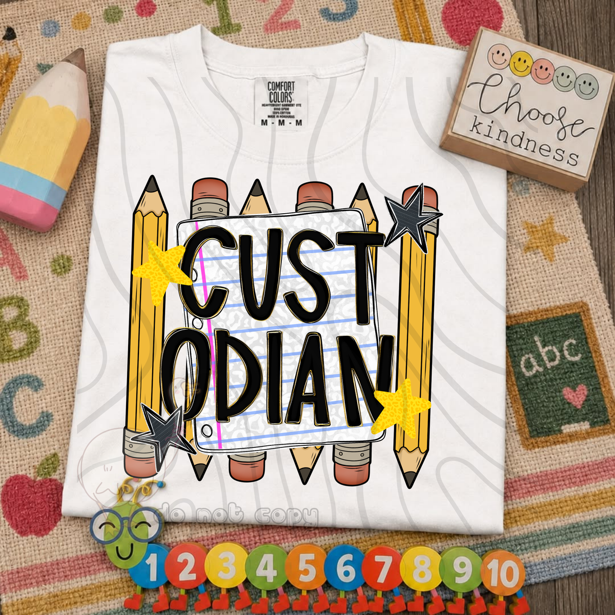 Custodian pencil and stars (DKD) DTF transfer
