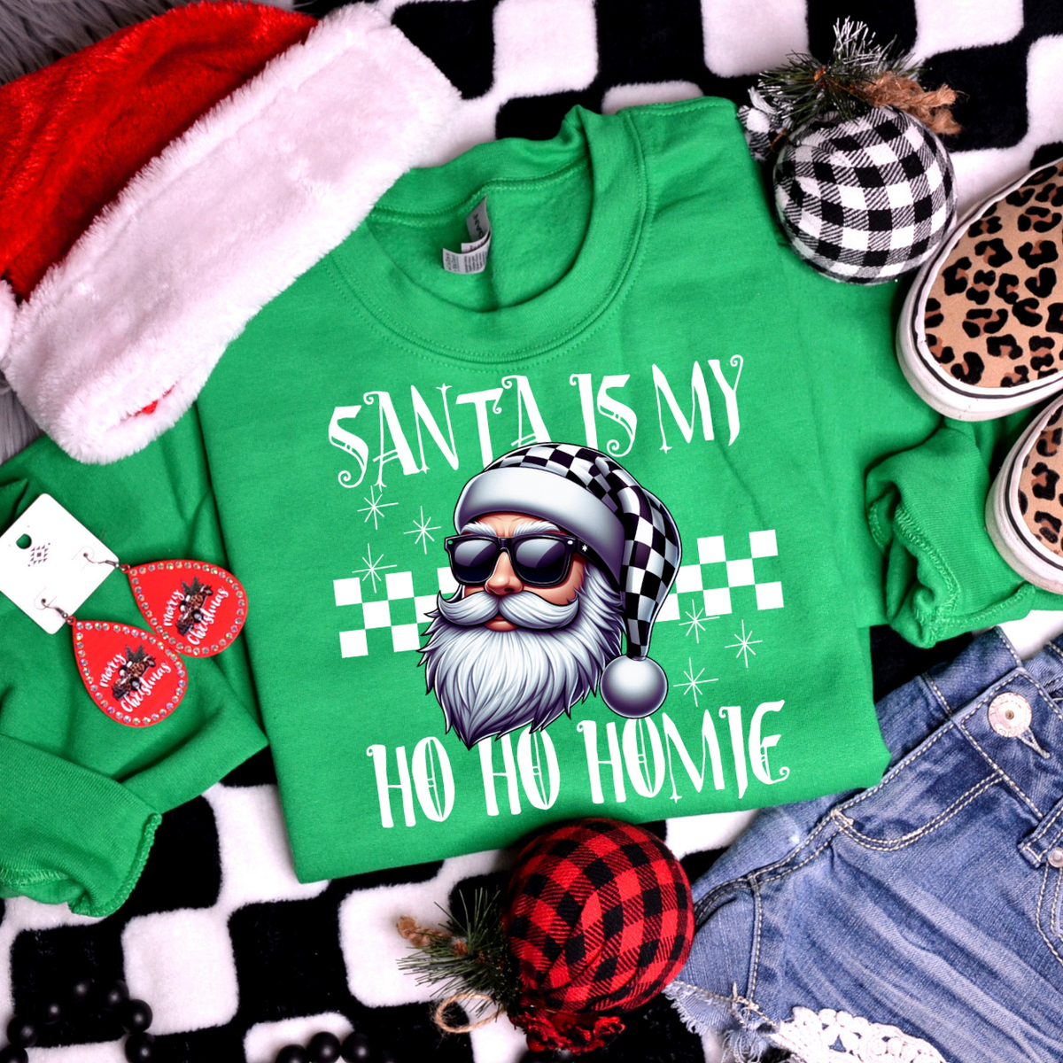 Santa Is My Ho Ho Homie (White) DTF Transfer