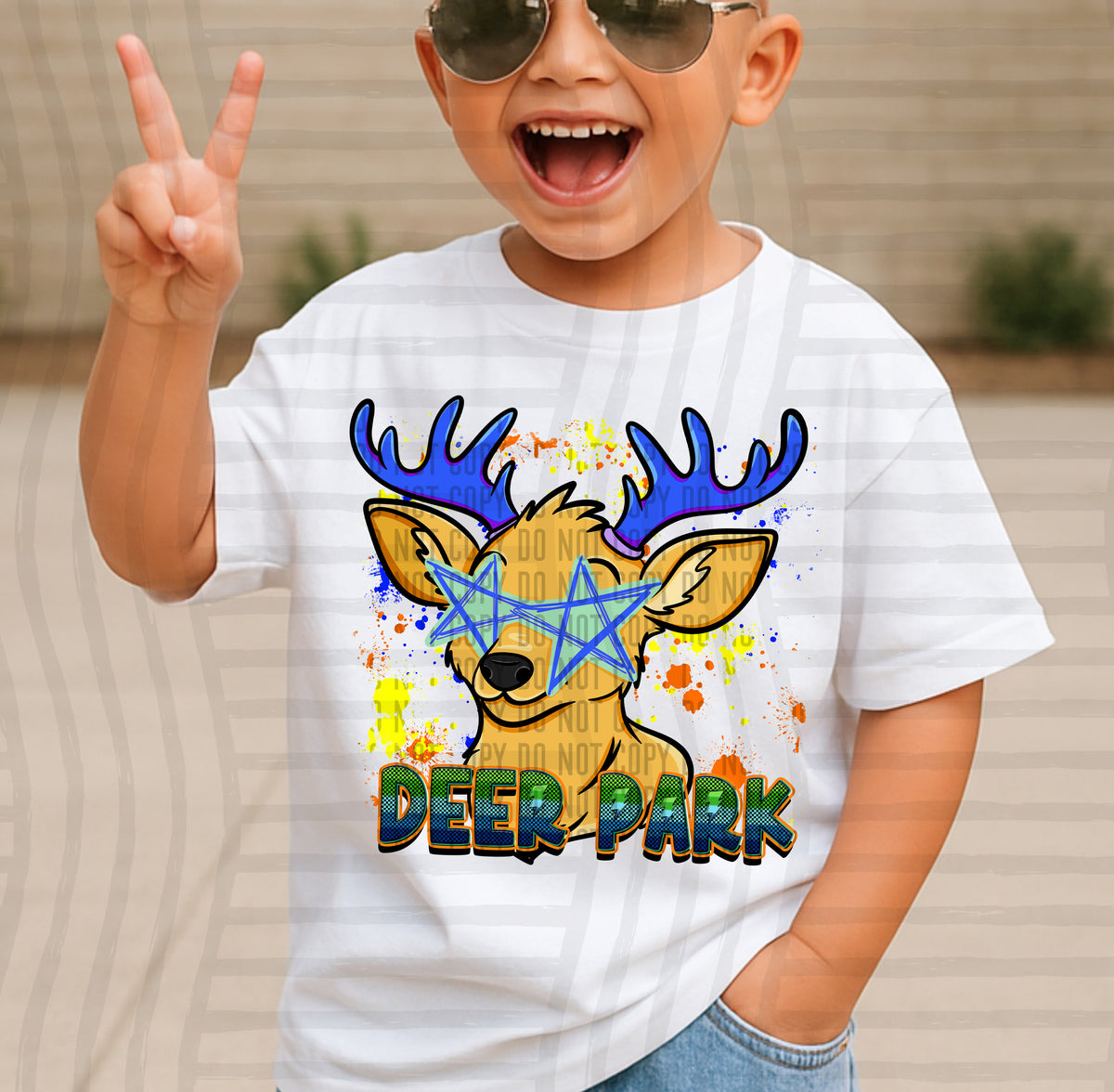 deerpark paint splatter boy blue green and yellow (Caplinger) DTF Transfer