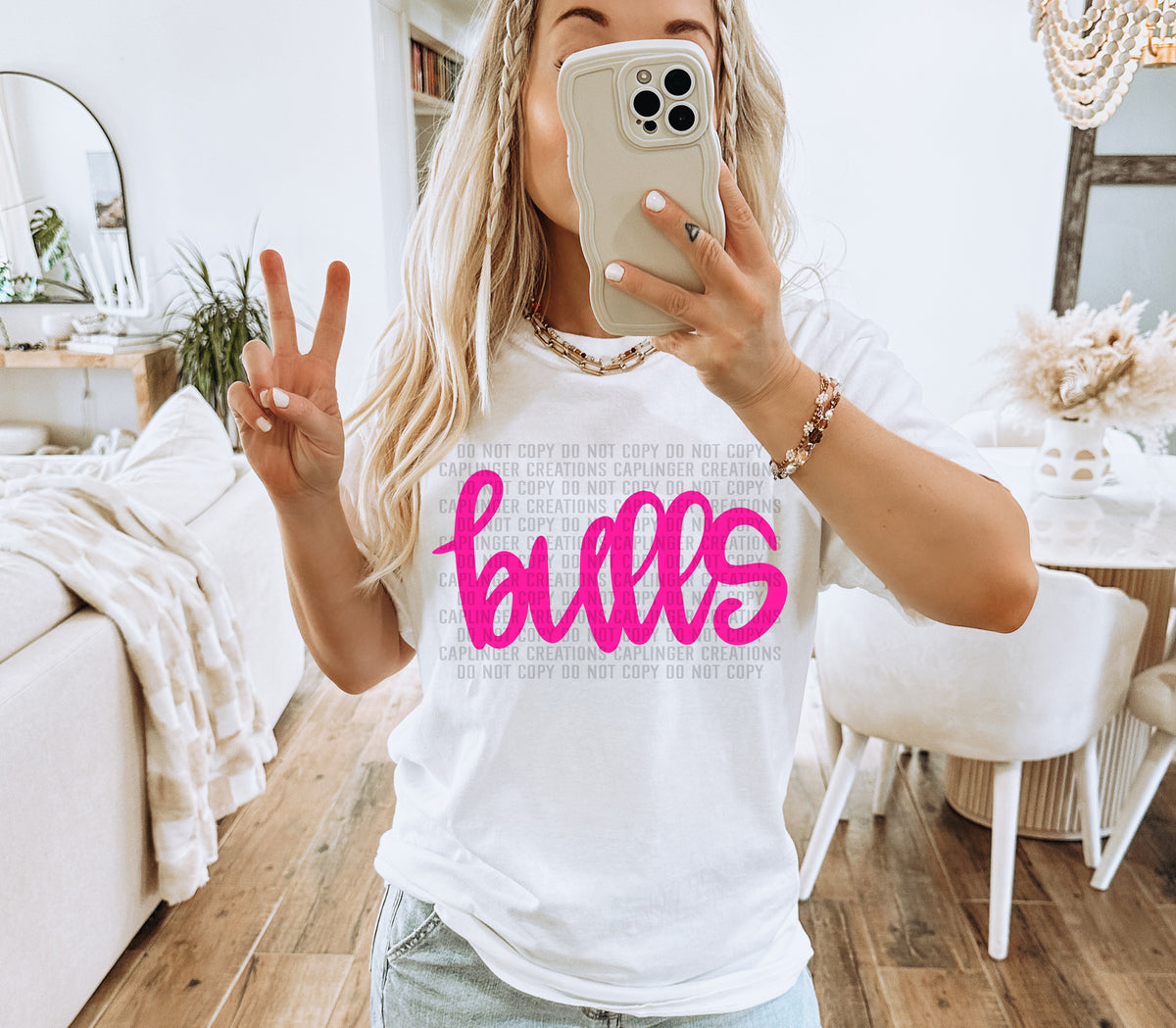 Bulls Pink Hand Lettering (Caplinger) DTF transfer
