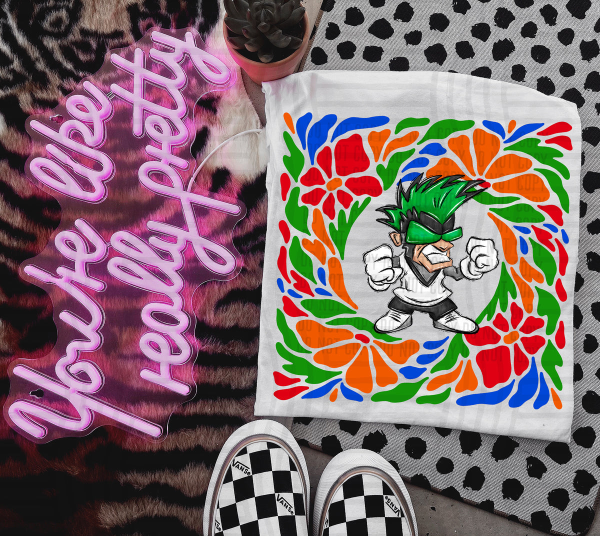 Green Rebel Retro Floral (Caplinger) 101142 DTF transfer