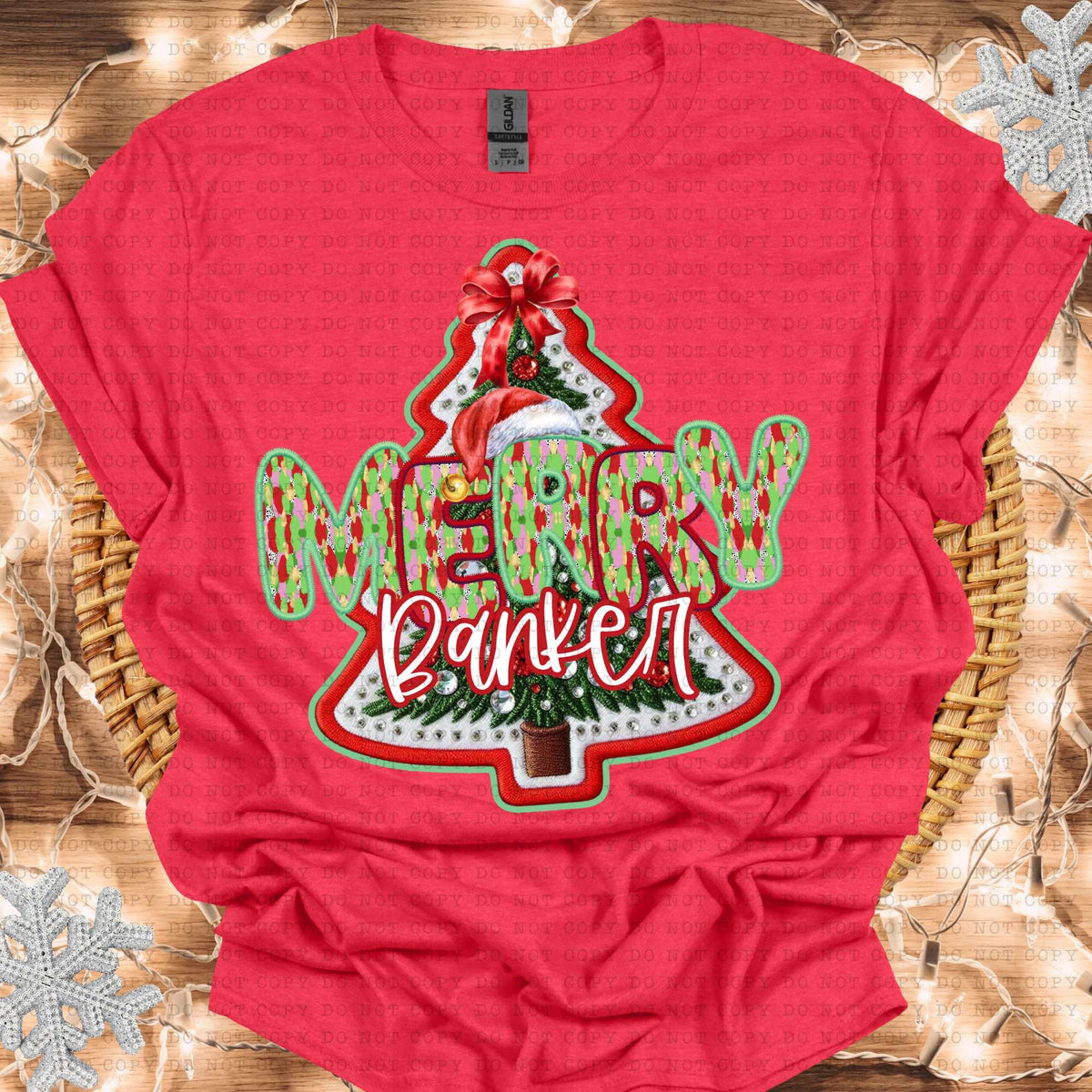 Merry banker embroidered tree (ECHT) 64613 DTF transfer