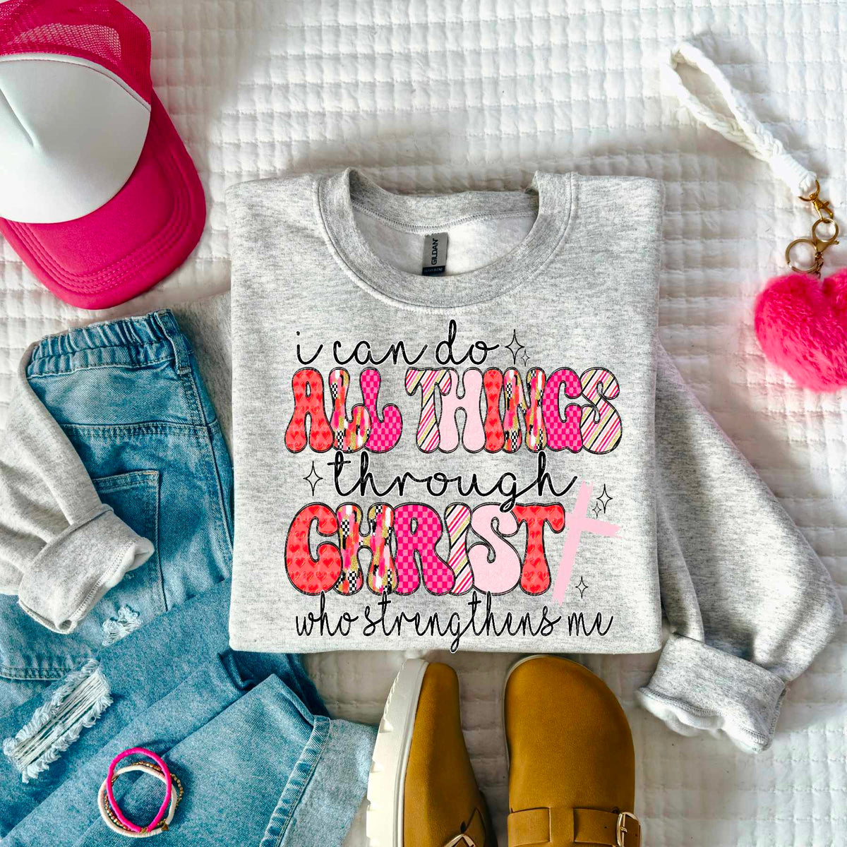 I can do all things through Christ valentine font (CMLD) 84718 DTF transfer