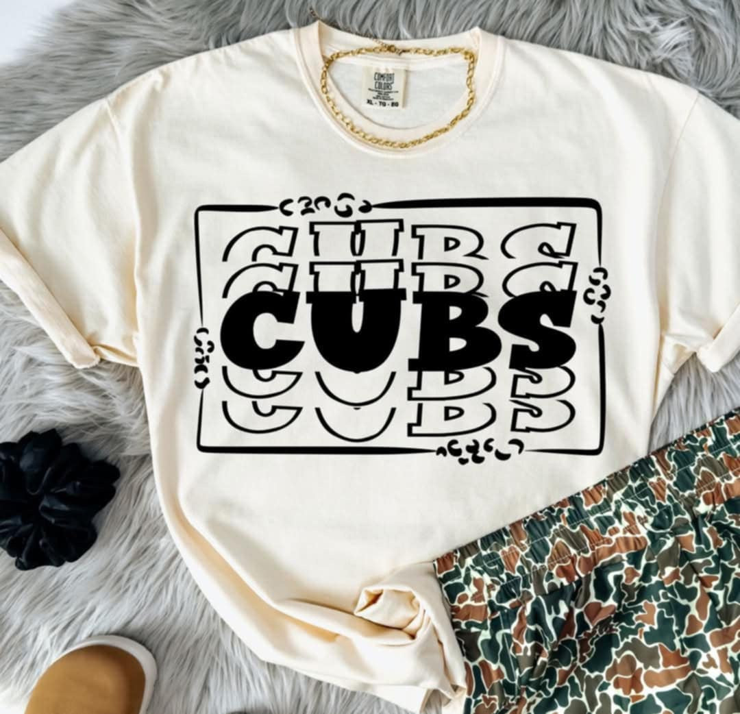 Cubs stacked with frame (S&G) 98066 DTF transfer