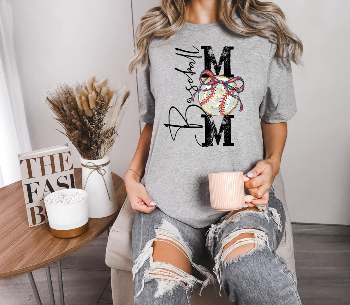 Baseball mom with bow BACK 100529 DTF transfer