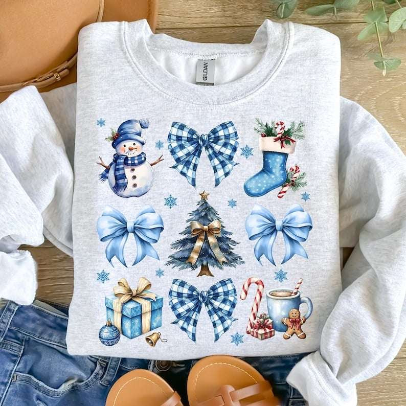 Blue Christmas collage 62207 DTF transfer