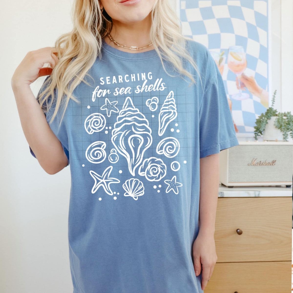 Searching for sea shells WHITE (CSC) 100349 DTF transfer