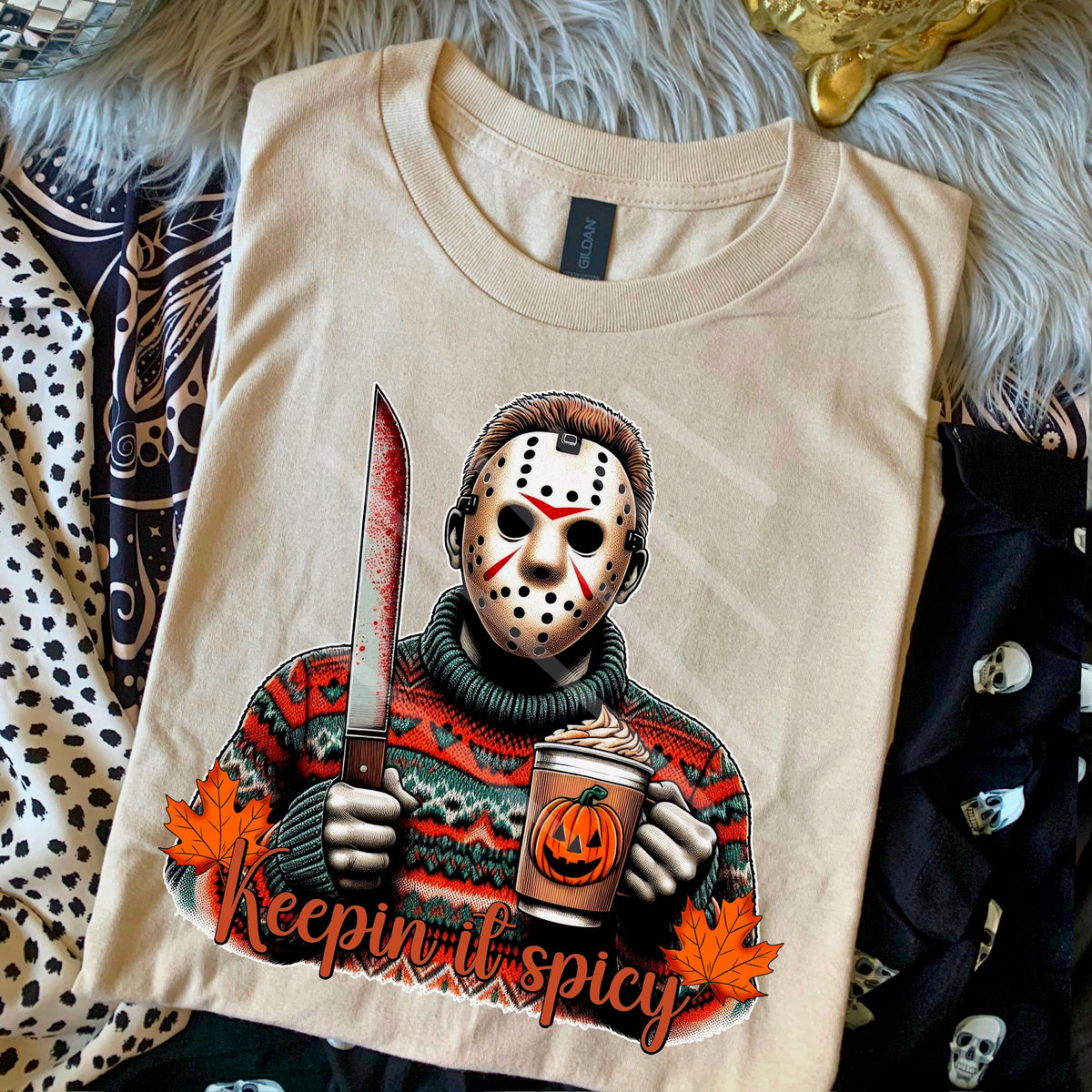 Keepin it Spicy mask pumpkin spice 110777 DTF transfer