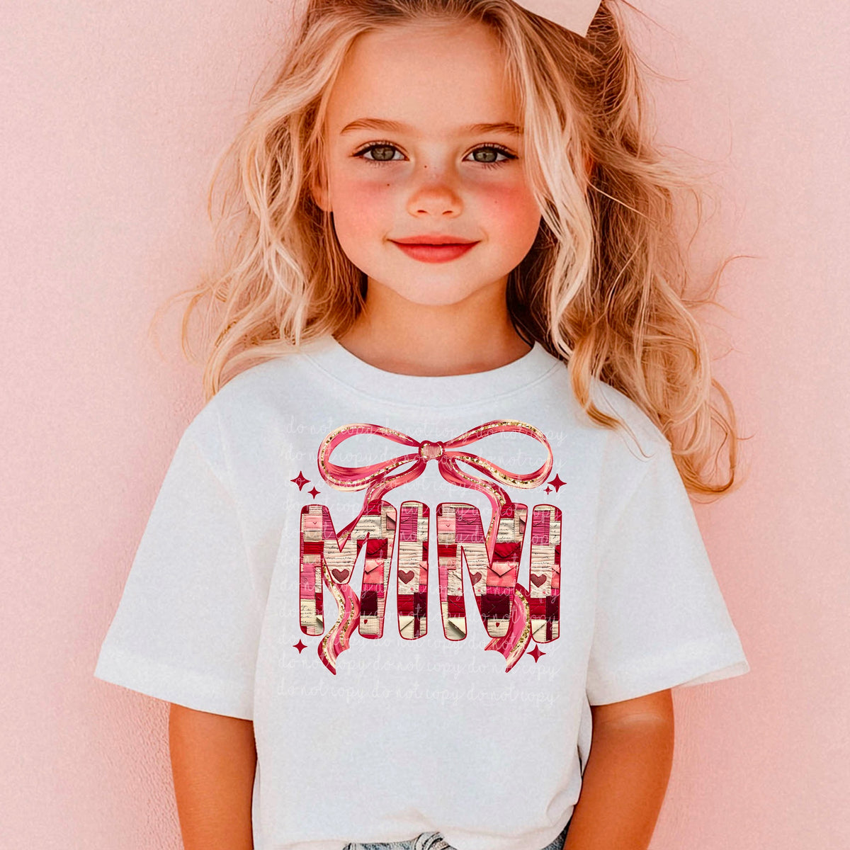 Mini Valentines Font with bow (exclusive) DTF transfer