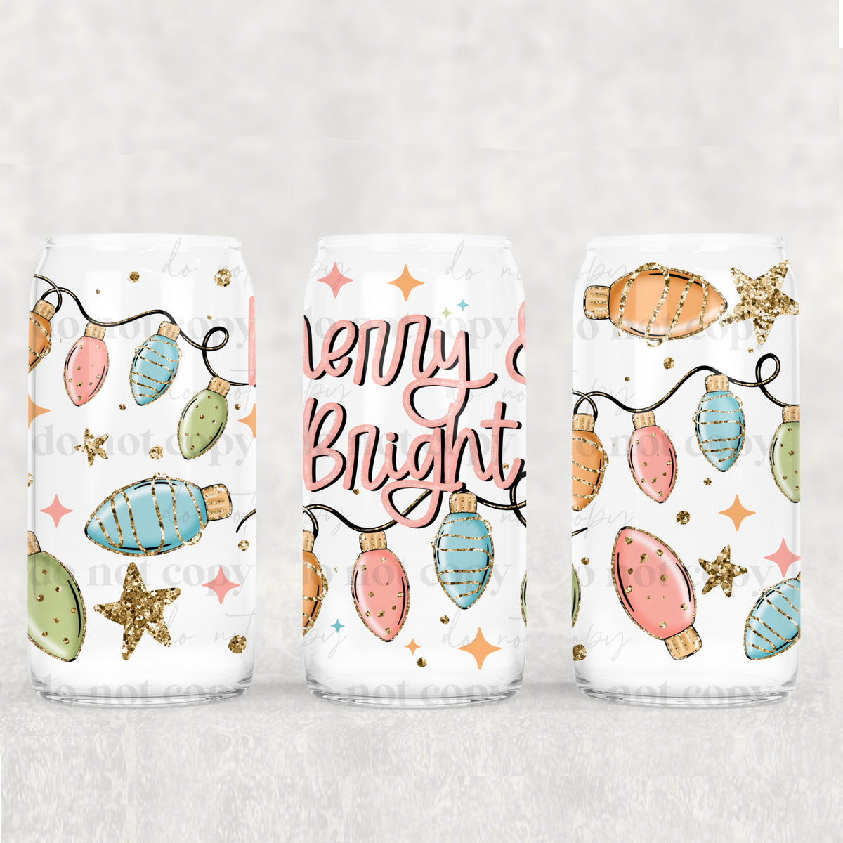 Merry and bright pastel lights (CSC) UV DTF WRAP