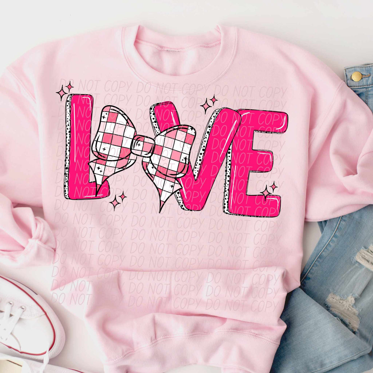 Love checkered bow (CITY) 75758 DTF transfer
