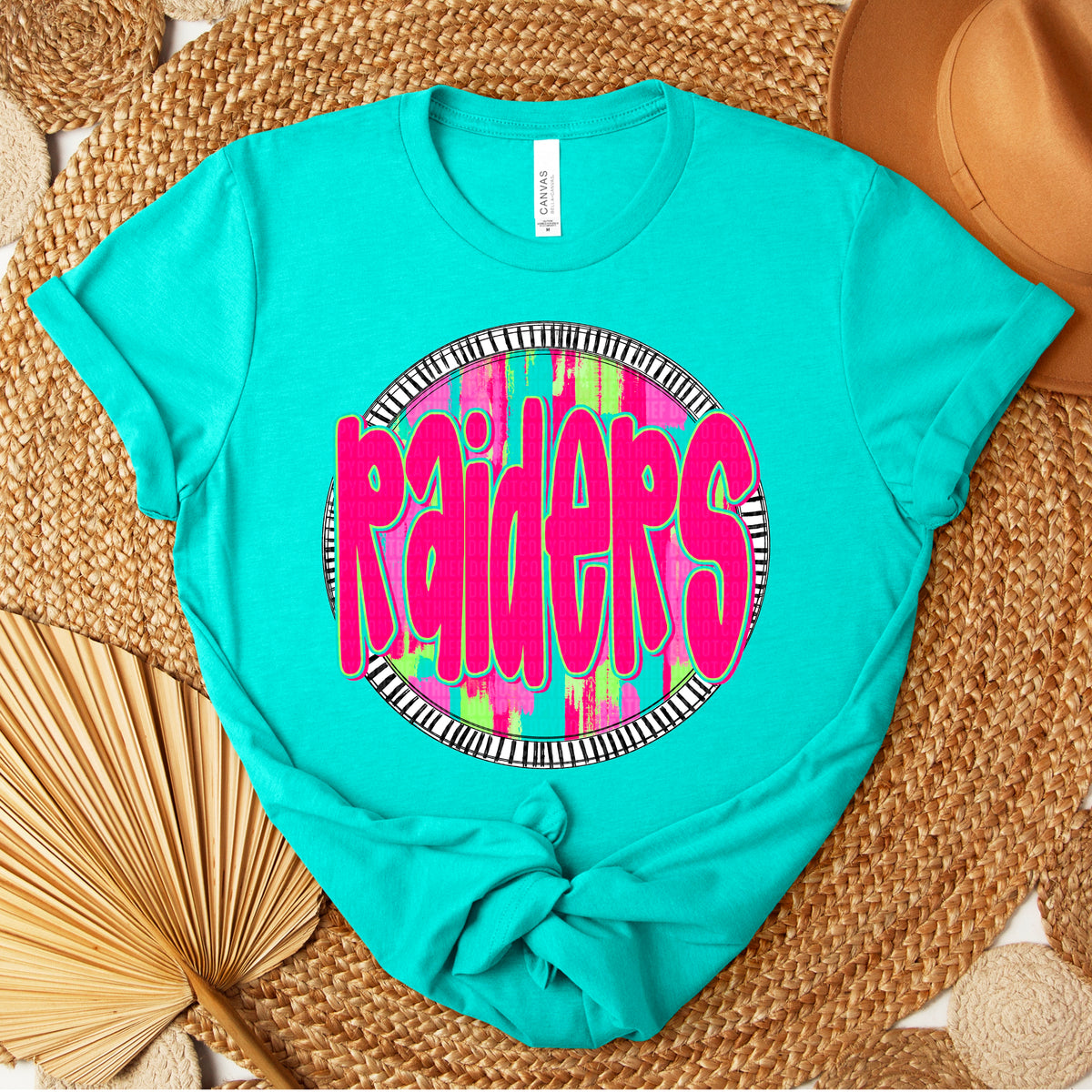 Raiders pink font circle 106218 DTF transfer