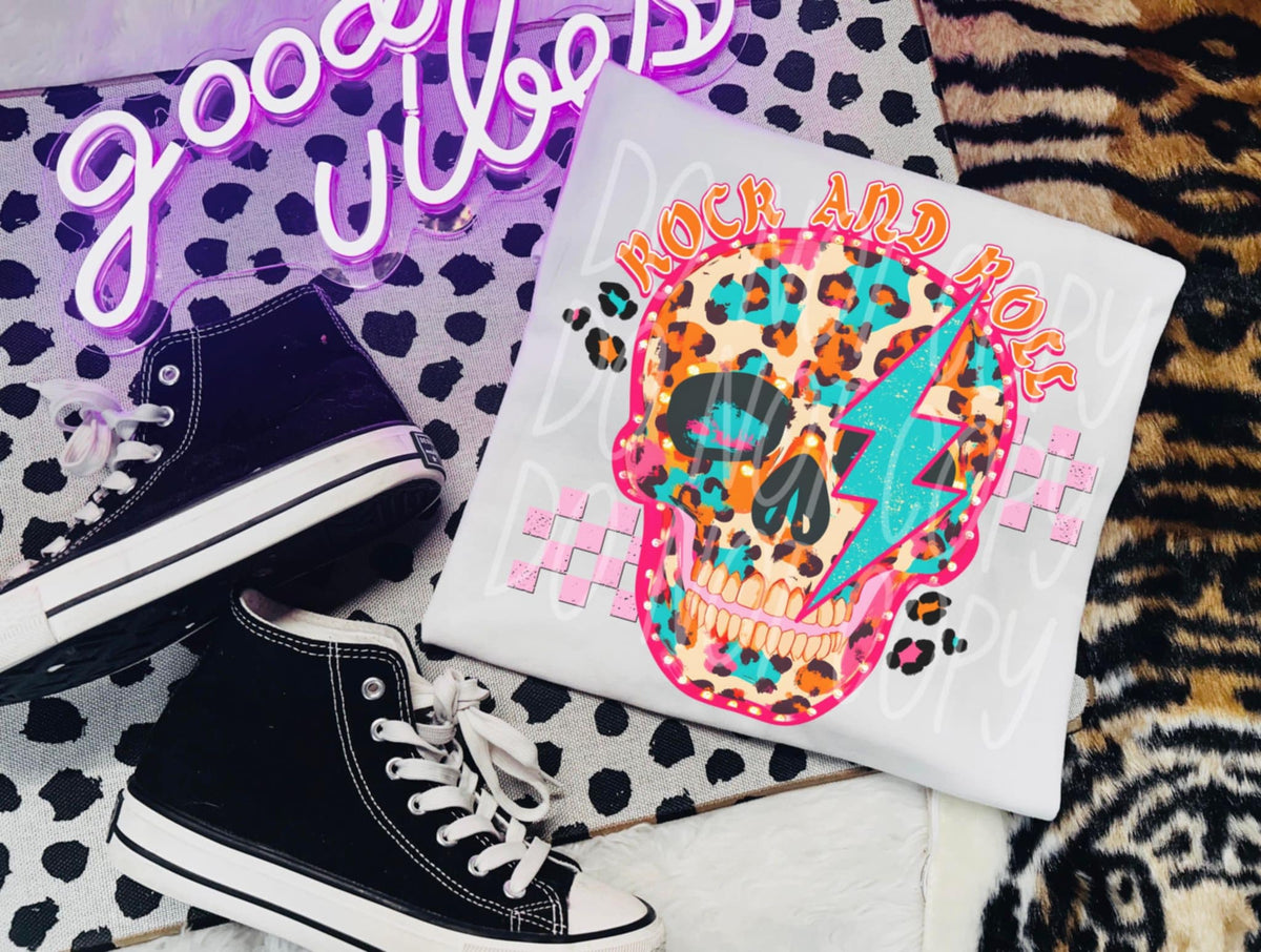 Rock and roll skull (PH) 99750 DTF transfer