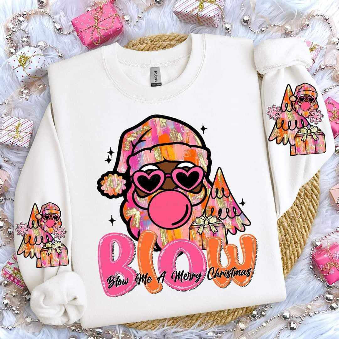 Blow me a merry Christmas dark Santa FRONT ONLY (VIRGO) 65796 DTF transfer