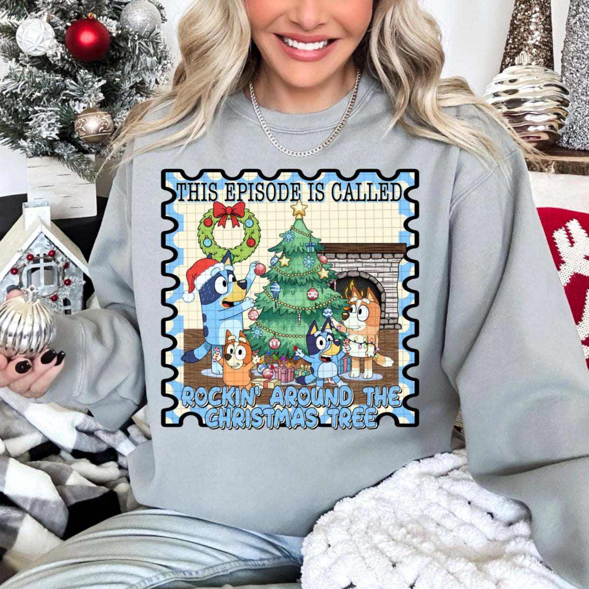 This episode is called rocking around the Christmas tree Stamp (DD) DTF transfer