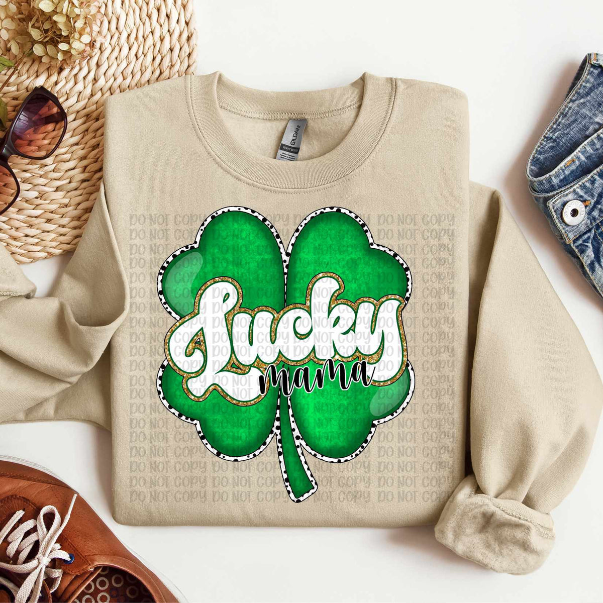 Lucky mama white font clover (VP) 80728 DTF transfer