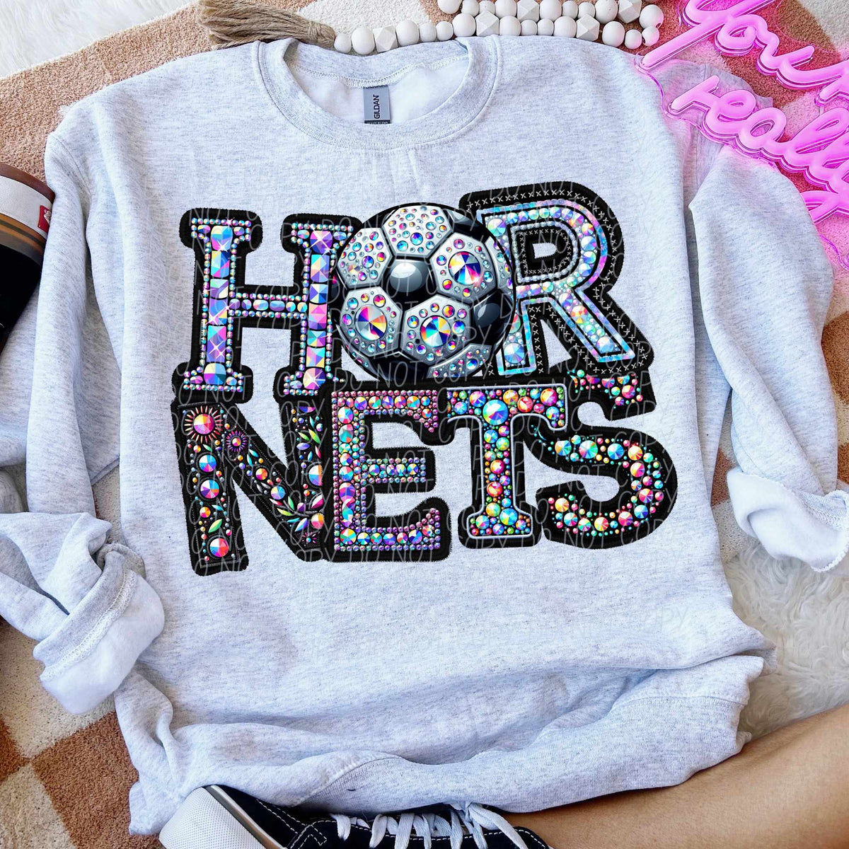 Hornets rhinestone soccer (CITY) 77168 DTF transfer