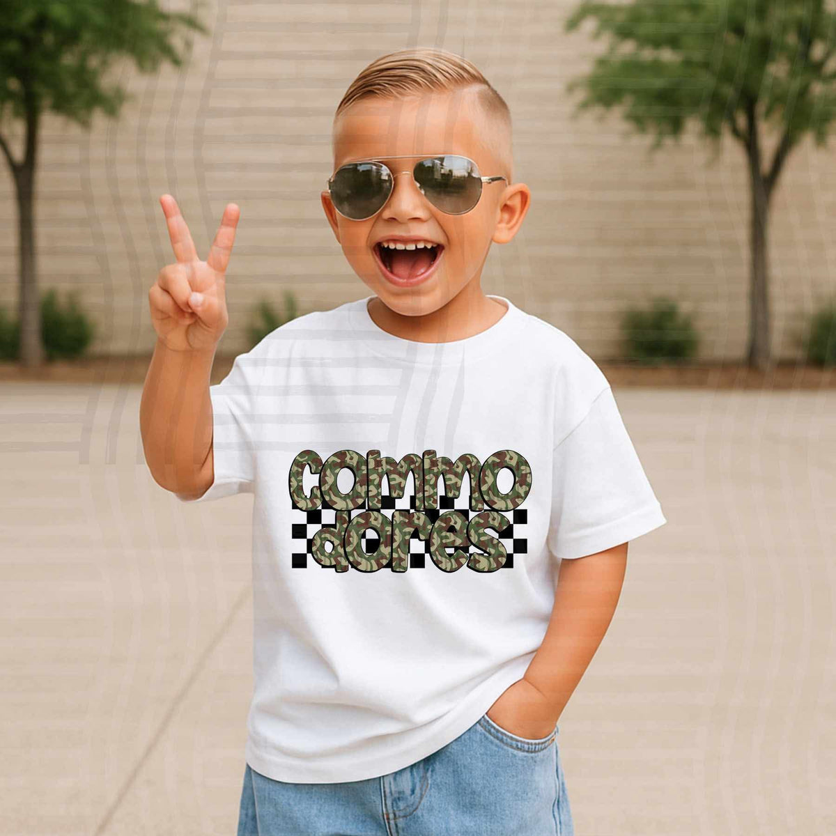 Commodores Camo checkered mascots (Caplinger) DTF transfer