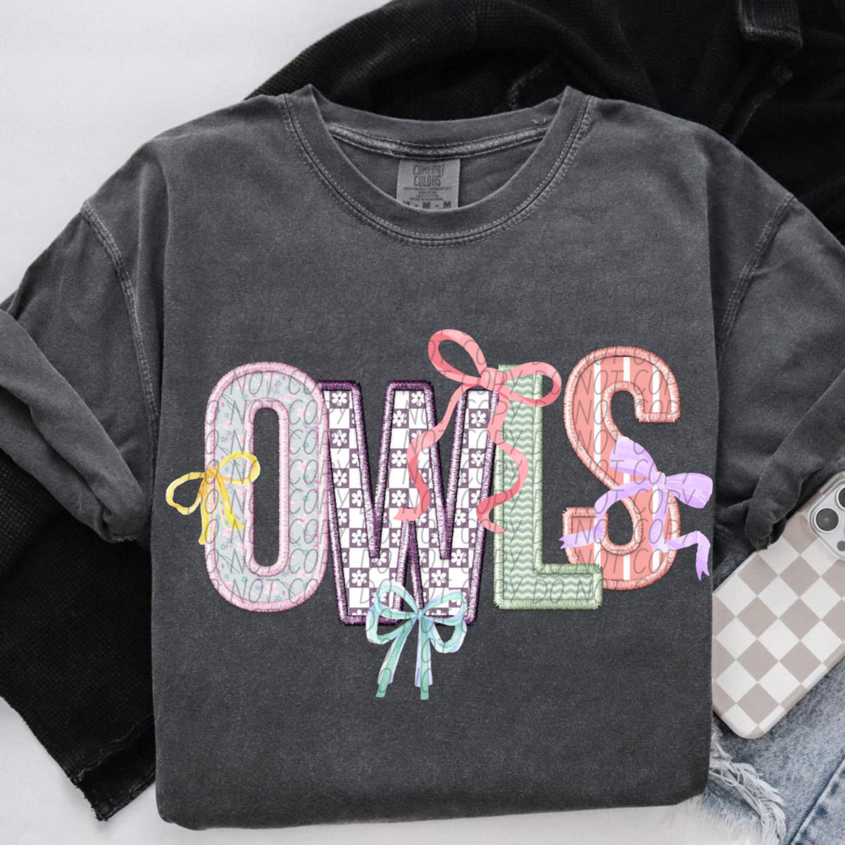 Owls Spring Bow Mascots (CITY) 97119 DTF transfer