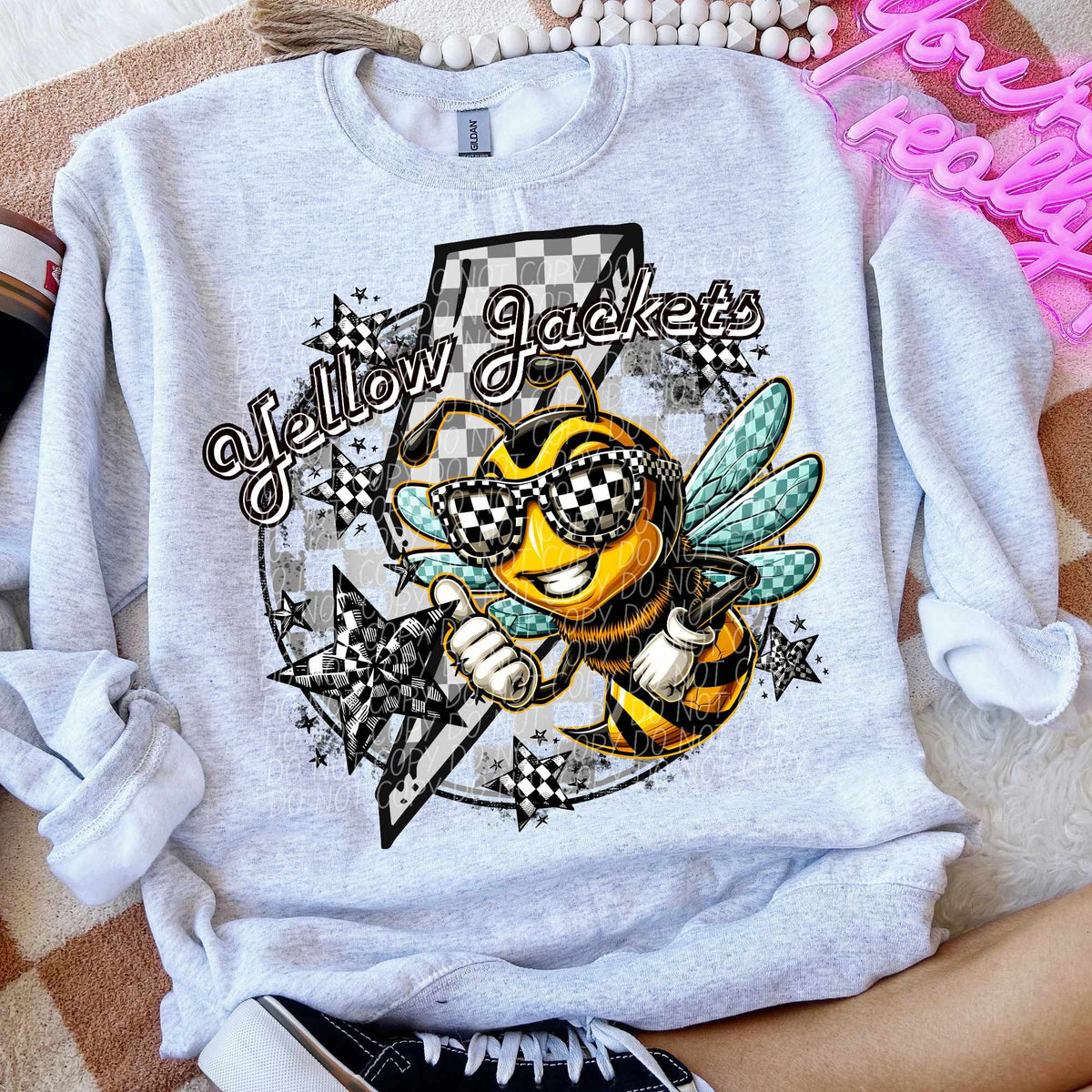 Yellow jackets lightning bolt thumbs up (CITY) 52411 DTF transfer