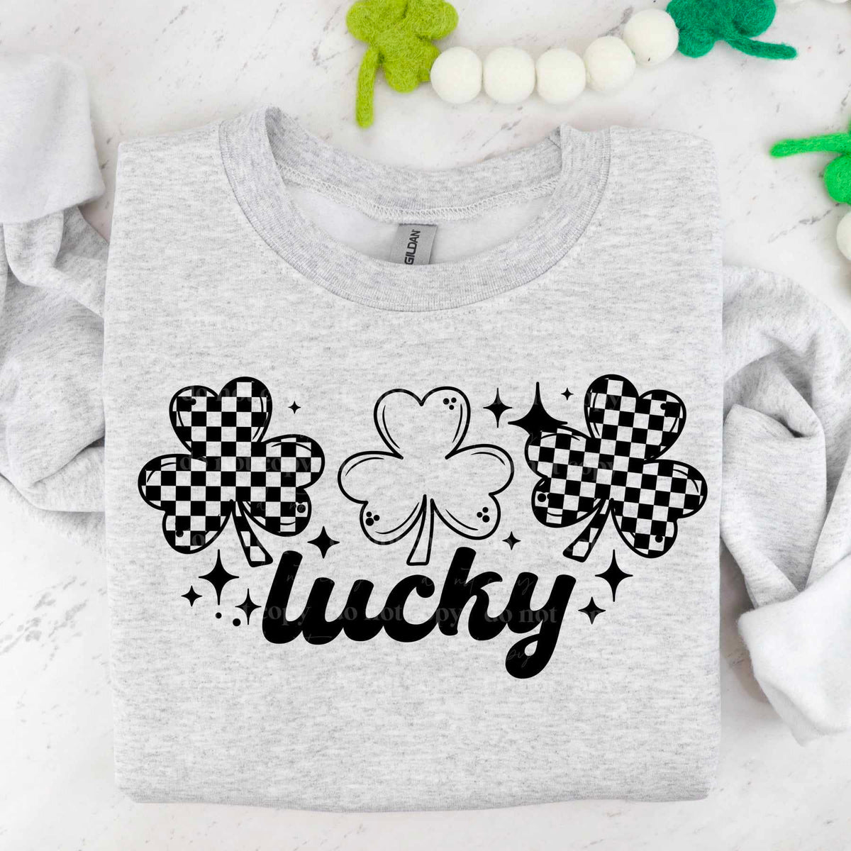 Lucky clovers black font (CSC) 65705 DTF transfer