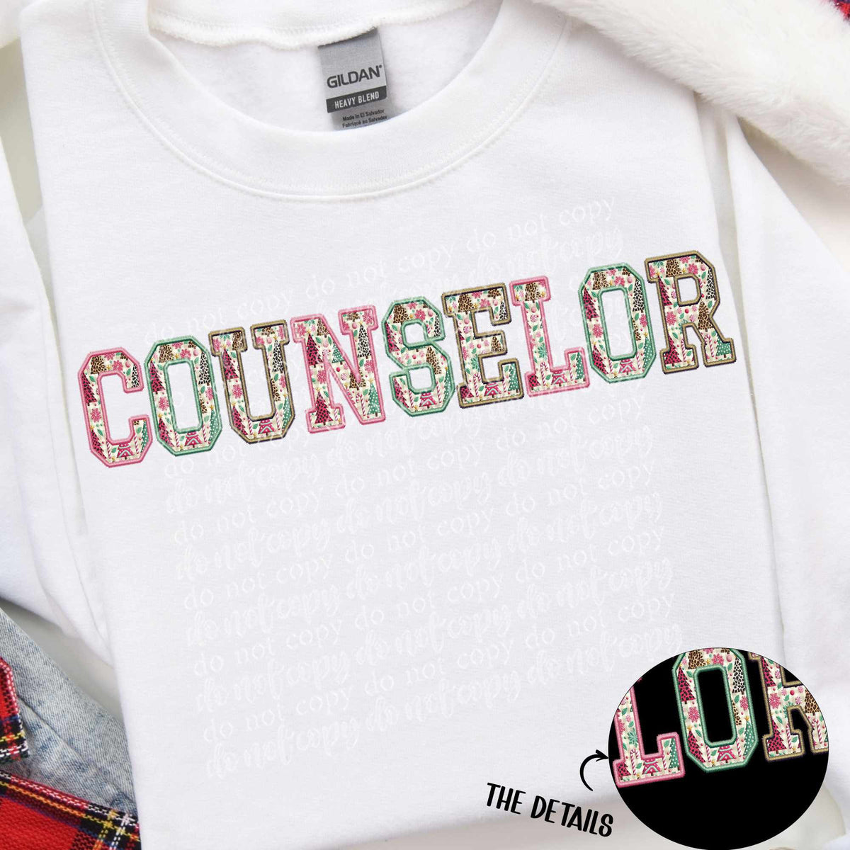 Counselor Christmas tree filled embroidery (TTD) 67035 DTF transfer
