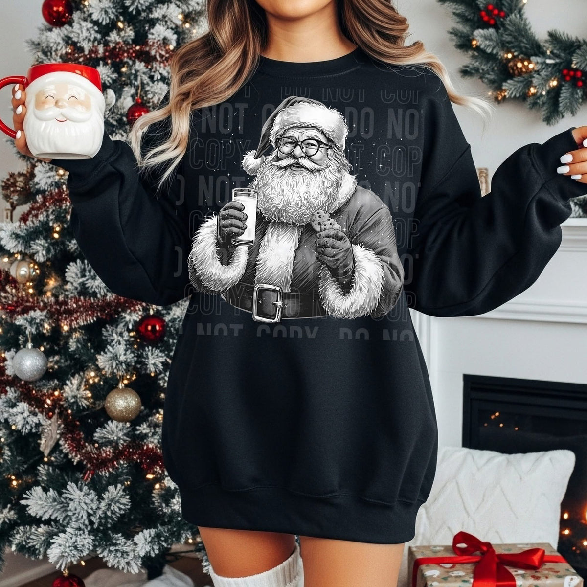 Santa milk and cookies WHITE (SBB) DTF Transfer