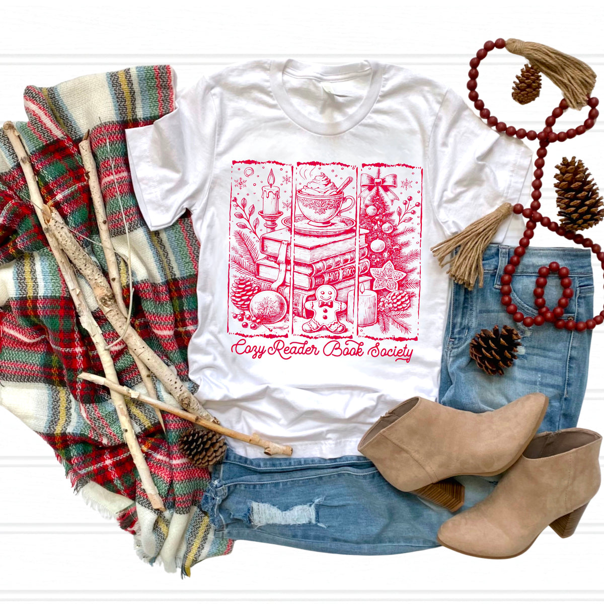 Cozy Readers Book Club Christmas (PINK) 113369 DTF transfer