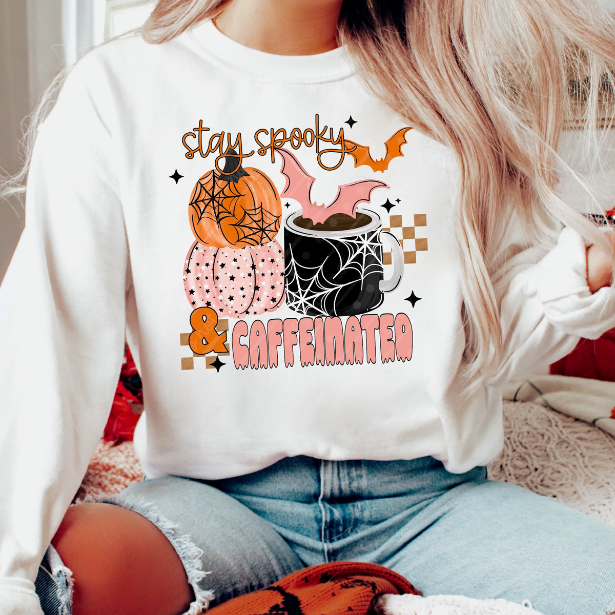 Stay spooky and caffeinated exclusive DTF Transfer