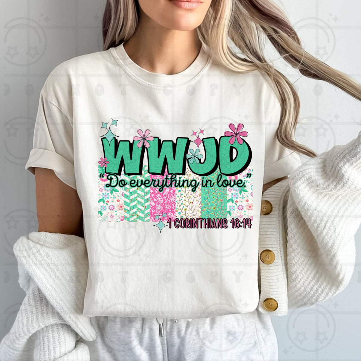 WWJD do everything in love (HW) 93489 DTF transfer