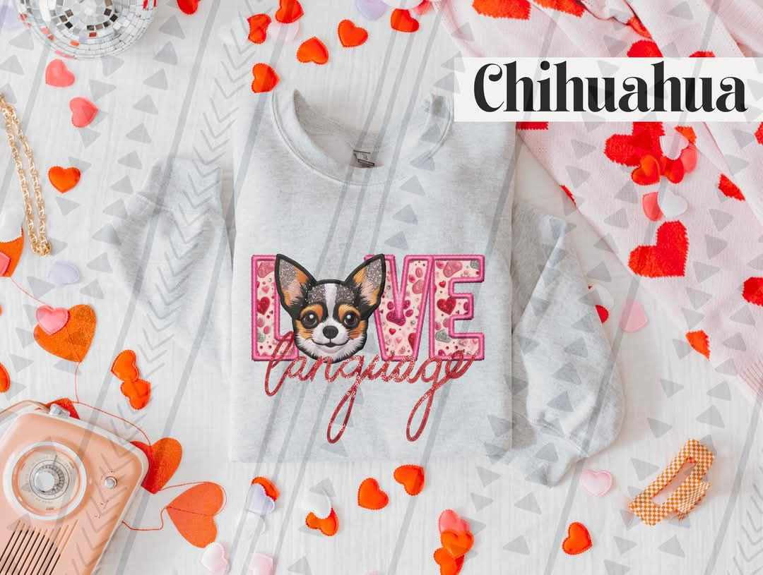 Love language chihuahua 75419 DTF transfer
